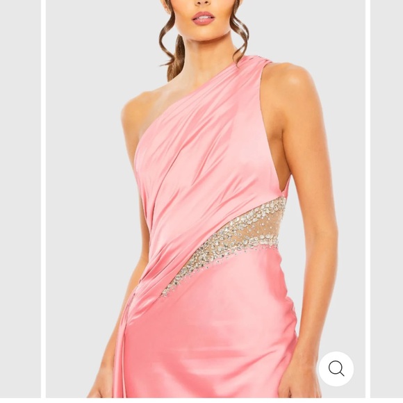 MAC DUGGAL SZ 6 ONE SHOULDER EMBELLISHED SATIN GOWN PROM FORMAL CORAL NWT - Picture 2 of 6